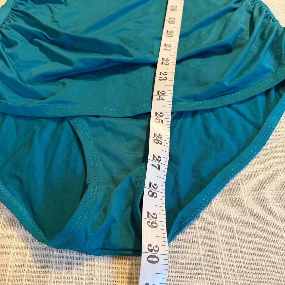 Tommy Bahama Womens Teal Blue Ruched One Piece Swimsuit TSW99023P Size 14